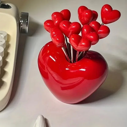 Love Fruit Forks, Stainless Steel Cake Fork Set, Snacks Tableware Set, Kitchen Items, Valentine's Day Party Favors