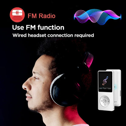 16GB MP3 Player USB Charging Record Digital Display Screen Media Lossless Pocket Sports Running Walking HIFI Music Speakers