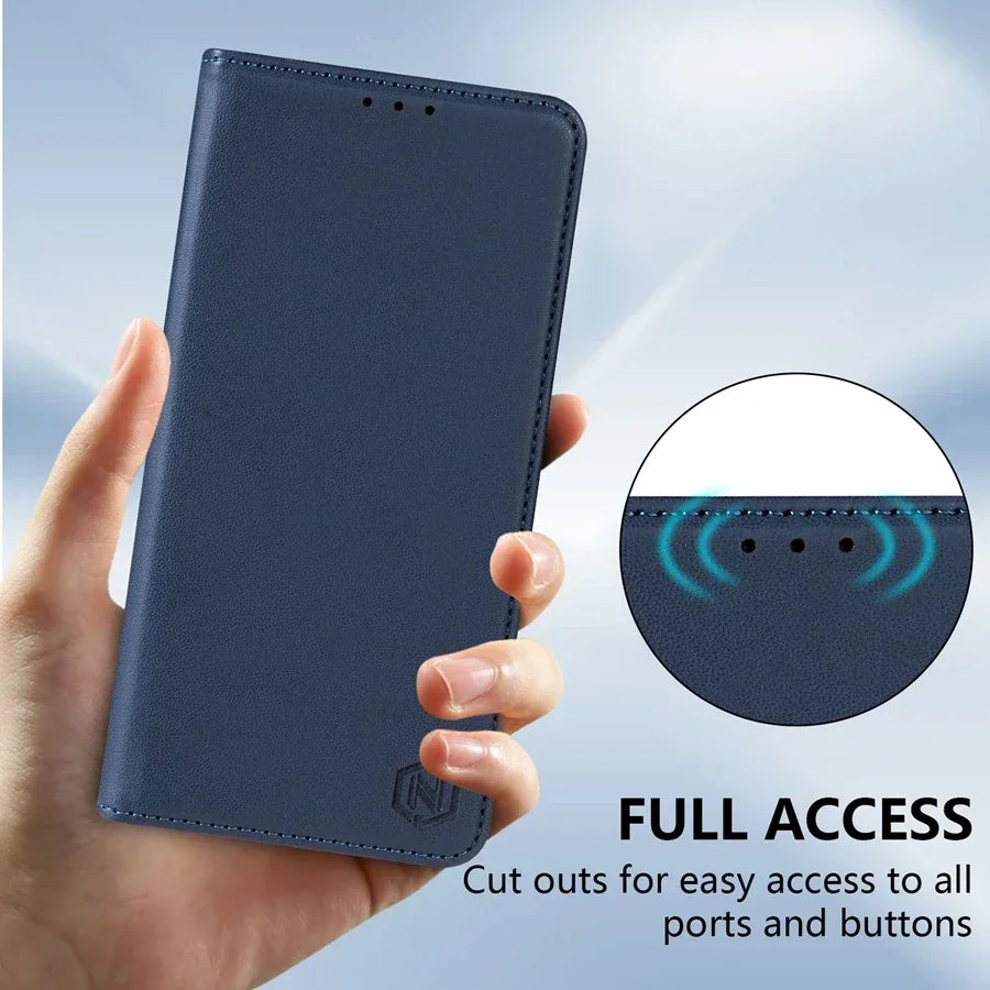 Wallet Skin friendly Magnetic Card Slot Flip Leather Case For Xiaomi 14T Poco X7 C75 M7/X6 Pro Redmi 14C 13 A4 Note 14 Pro+ 14S