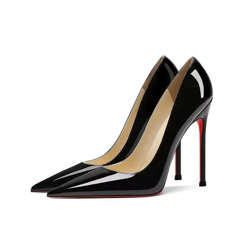High Heels Women's Stiletto Patent Leather Internet Celebrity Pointed Large Size Small Size Professional Shoes