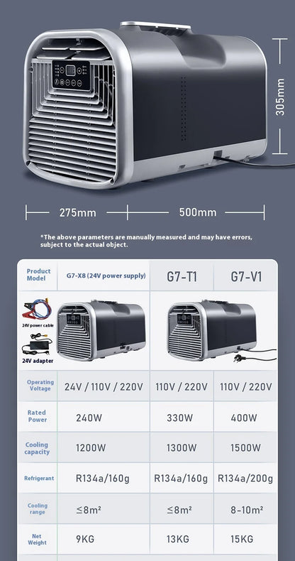 G7-T1/G7-V1 Mobile Air Conditioner Mobile Compressor Airconditioning Portable Camping Outdoor Low Consumption Conditioner