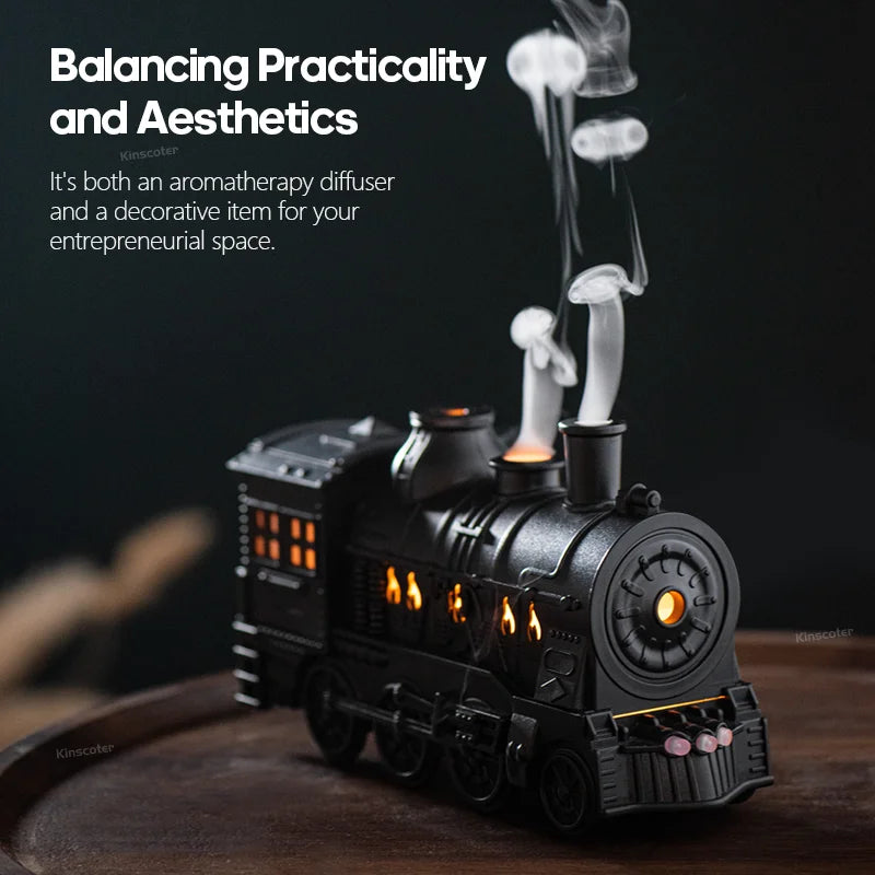 Retro Mini Train Shape Aromatherapy Essential Oil Diffuser Ultrasonic Cool Mist Air Humidifier with Lamp Aroma Difusor Atomizer