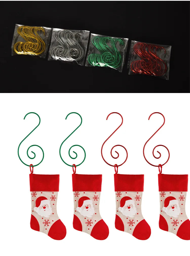 20pcs/bag Christmas Ornaments Metal S-Shaped Hooks Holder Christmas Tree Ball Pendant Hanging Decorations Home Navidad New Year