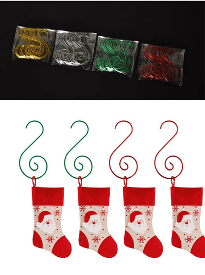 20pcs/bag Christmas Ornaments Metal S-Shaped Hooks Holder Christmas Tree Ball Pendant Hanging Decorations Home Navidad New Year