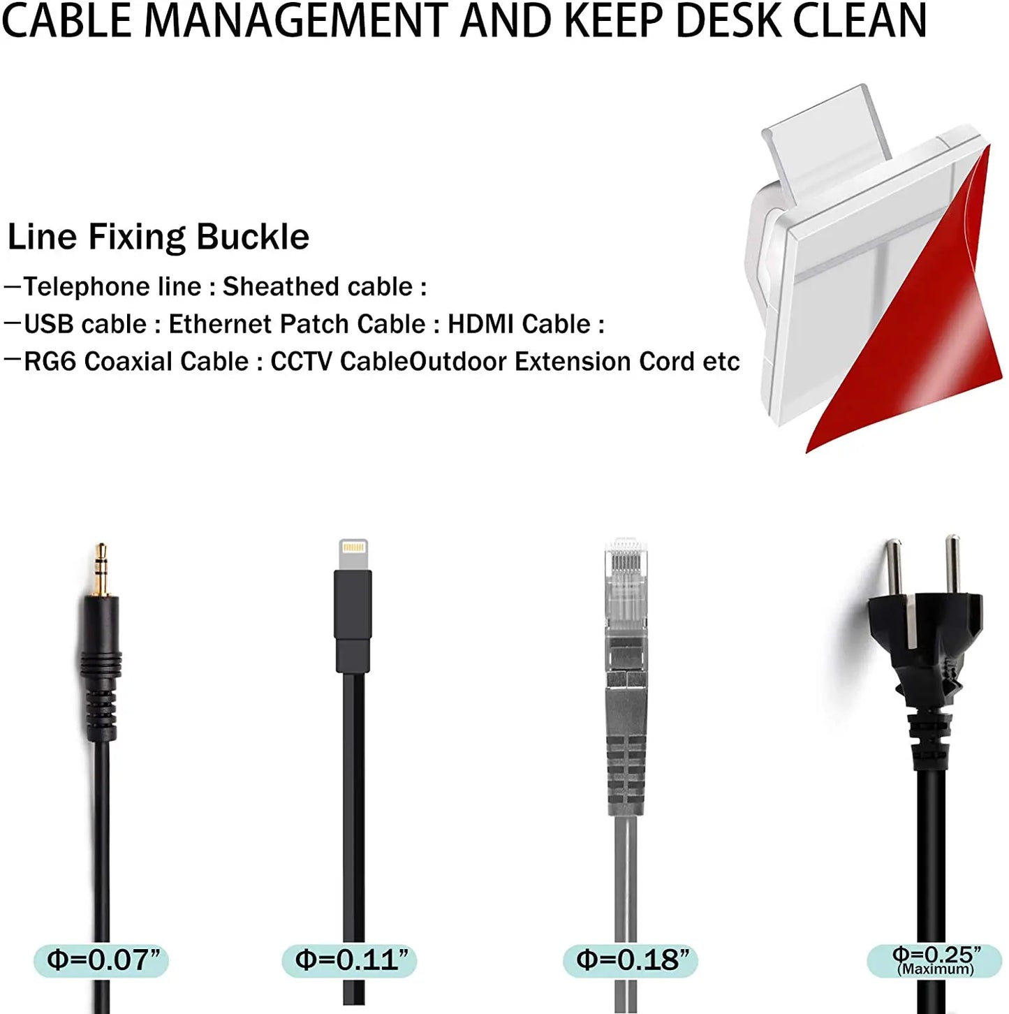 50 20 10 PCS Cable Organizer Clip Self Adhesive Cord Management Desktop Wall USB Cable Management Wire Winder Manager Desk Clamp