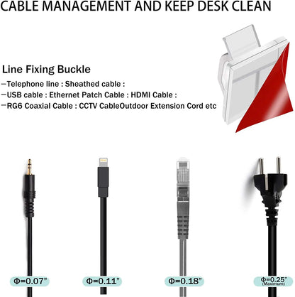 50 20 10 PCS Cable Organizer Clip Self Adhesive Cord Management Desktop Wall USB Cable Management Wire Winder Manager Desk Clamp