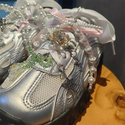 New Pearl Flower Shoes Accessories Fruit Crystal Shoe Charm Buckle Shoe Laces Charms for Sneakers Decorations 1Pcs
