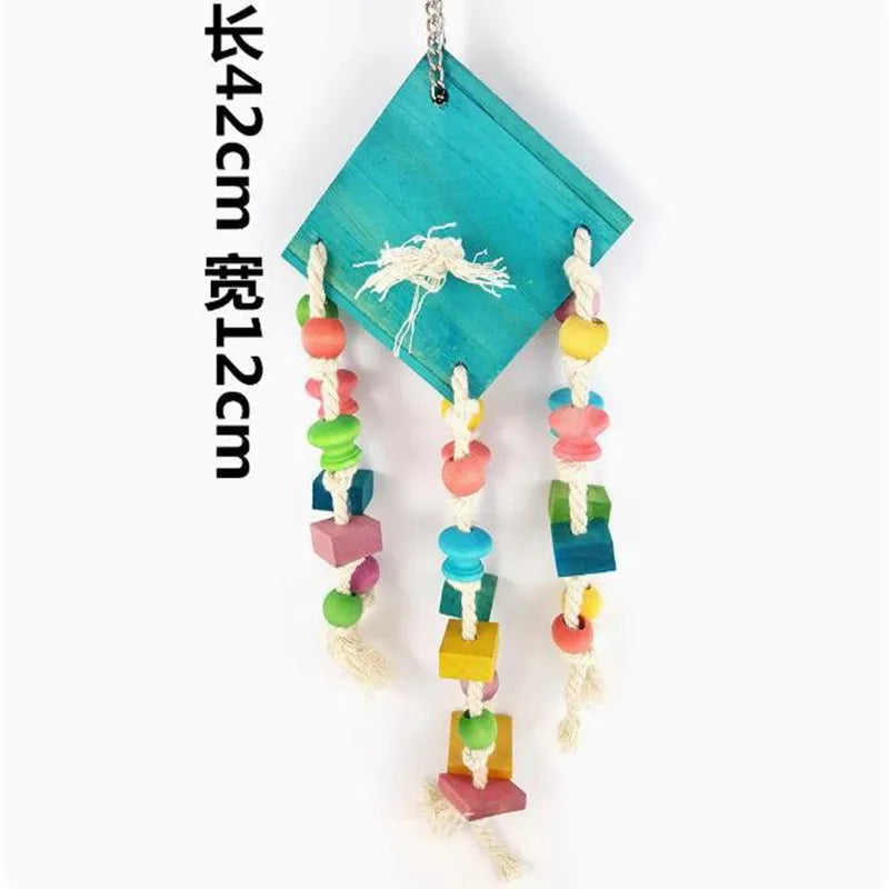 Parrot Grinding Swing Station Ladder String Toy, Bird Supplies, DIY Claw, Paw Dumbbell, Color Wood Rope, Pet Products