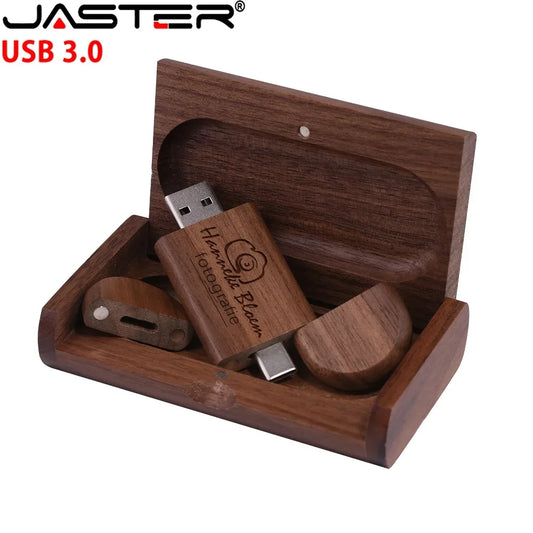 2 IN 1 TYPE-C USB 3.0 Flash Drive 128GB Free Custom Logo Pen Drive 64GB Wooden Pendant Memory Stick 32GB Creative Wedding Gift by PDG ibma