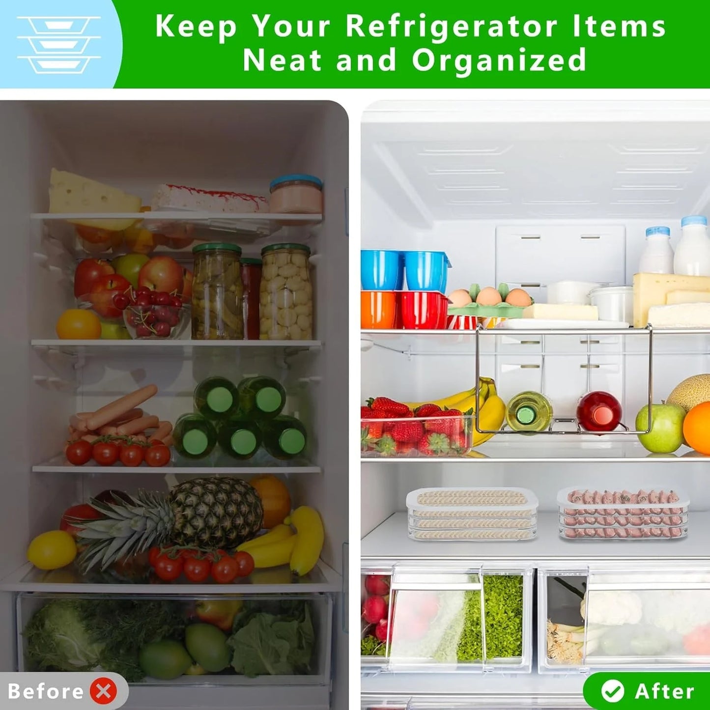 Meat Container for Fridge, Stackable Cold Cuts Storage Containers with Clear Lids for Deli Meat, Bacon, Cheese & Meal Prep