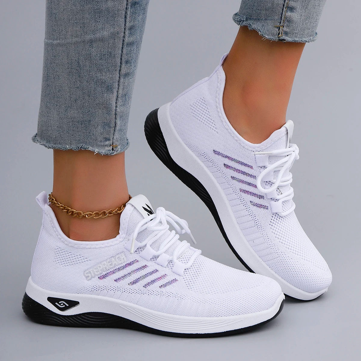 Spring and Autumn New Women's Casual Lace up Comfortable, Breathable, Lightweight and Wear-Resistant Sports Shoes
