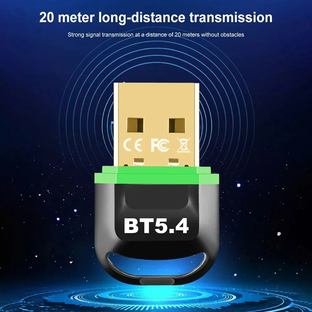 USB Bluetooth 5.4 Adapter Transmitter Receiver Bluetooth Audio Bluetooth Dongle Wireless USB Adapter for Computer PC Laptop