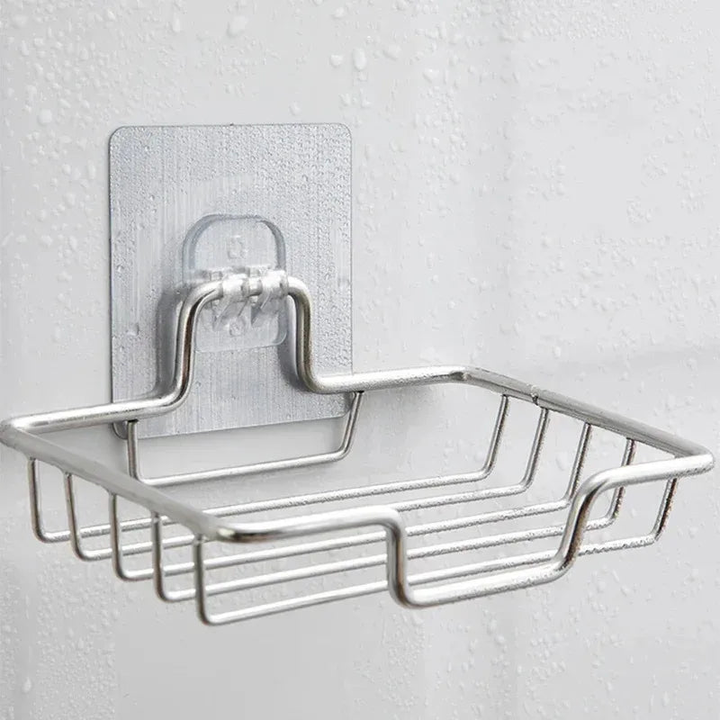 1Pcs Bathroom Soap Holder Wall Mounted Soap Rack Holder Stainless Steel Self Adhesive Soap Rack Wall Mounted Dish