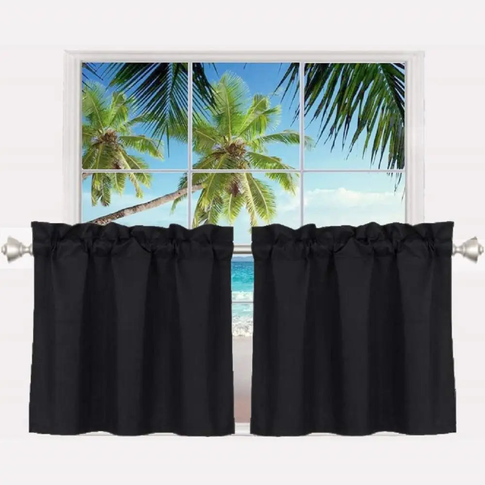Pure Color Short Tier Curtains for Small Window Treatment Durable Short Blackout Curtain Washable Half Window Curtains