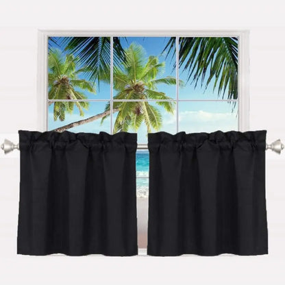 Pure Color Short Tier Curtains for Small Window Treatment Durable Short Blackout Curtain Washable Half Window Curtains
