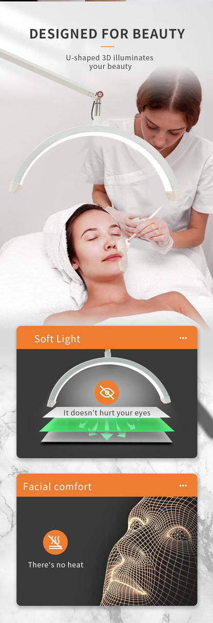16 INCH LED Half Moon Lash Light Temperature 20W 3000K-6000K LED Ring Lamp for Beauty Facials Skincare Tattoo Eyebrows Filming