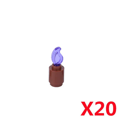 MOC Medieval Campfire Building Block Flame Wave Candle Transparent Wine Bottle Educational Toy Compatible Accessories Brick K054