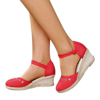 Sandals Women 2024 Summer Comfortable Platform Wedge Sandals Braided Buckle Breathable Wedge Sandals Outdoor Female Shoes