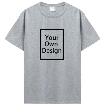 Custom Cotton Customized Print Short Sleeve T Shirt Summer Tops Tees DIY Your Like Photo Or Logo Cotton T-shirt Men Clothing