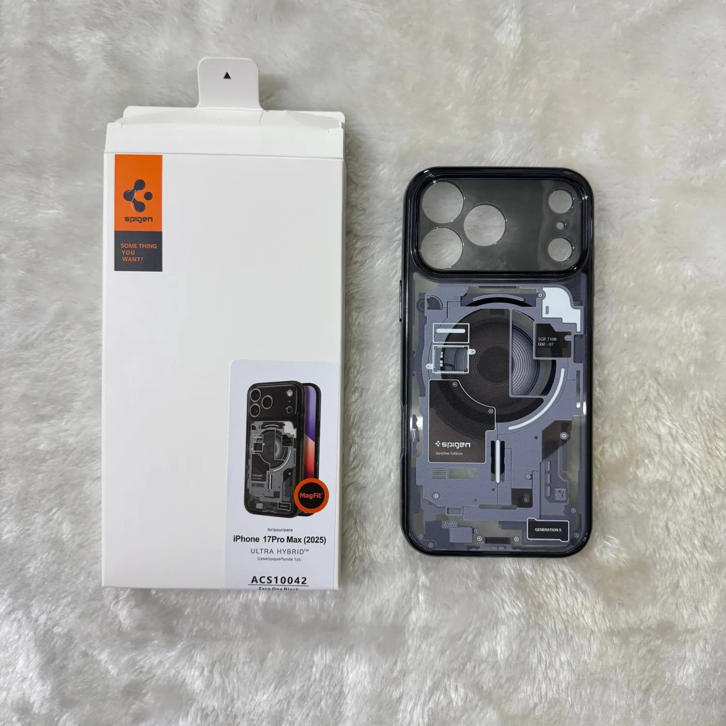 Original Spigen technology case for iPhone 17 Pro Max, magnetic phone case, transparent acrylic 17 Pro protective cover