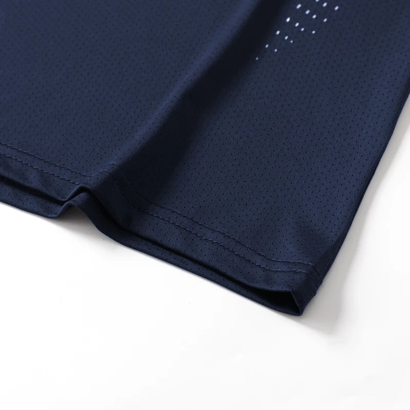 Summer Mesh Sports T-Shirt Men Quick-Drying Breathable Loose Ice Silk Short Sleeves Men Jogging Hiking Round Neck Sports T-shirt