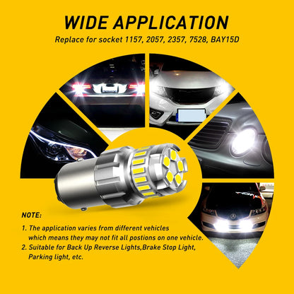 AUXITO 2X BAY15D 1157 LED DRL Bulb Canbus Super Bright for Ford Hyundai Kia 7507 P21/5W 1157 Day Time Running Light Reverse Lamp