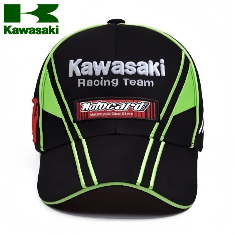 Kawasaki Racing Hat Kawasaki Motorcycle Baseball cap Summer Adjustable Sunscreen Men's Women's Outdoor Sports Hip hop Headwear