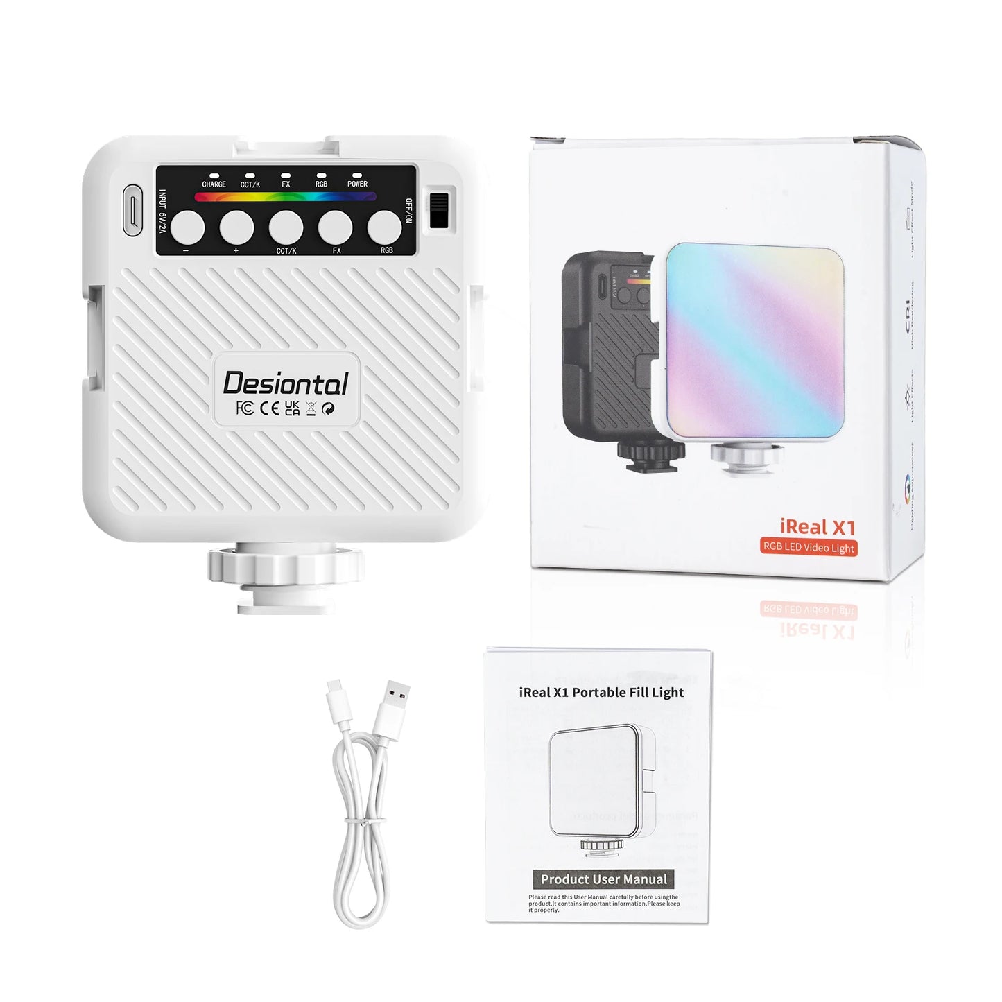 Desiontal X1 Adjustable RGB Multi-Color Photography Fill Light Photography Studio Equipment