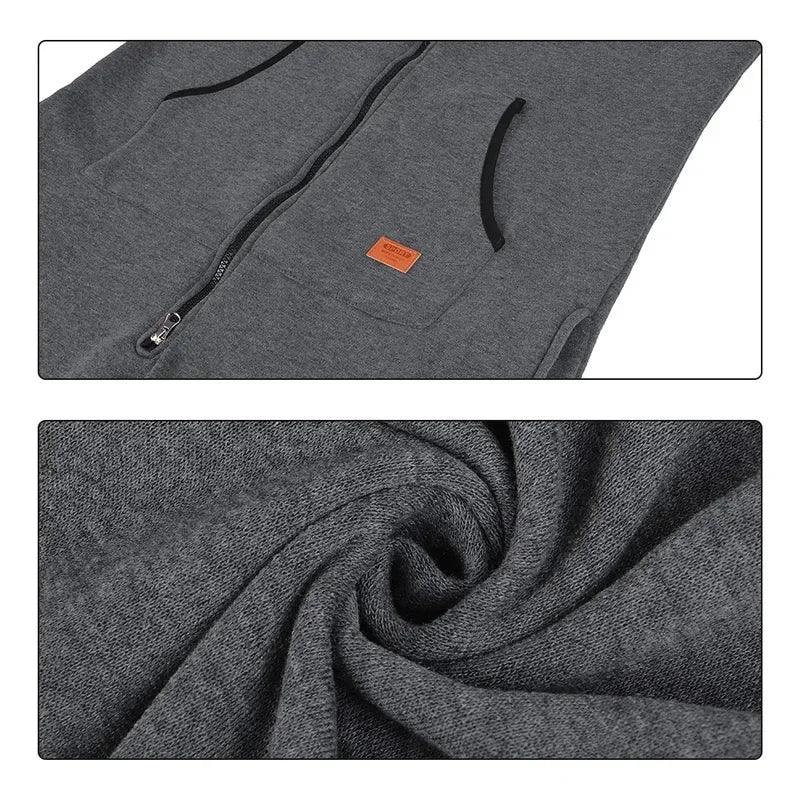 New Custom Design Jumpsuit Pajamas Long-sleeved sports pants solid color splicing casual sweater men's zipper hoodie