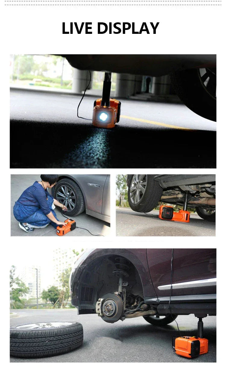 12V Car Electric Hydraulic Jack Kit 5Ton Automatic Lifting Jacks with Tire Inflator Pump Wheel Disassembly Replacement Aid Tools