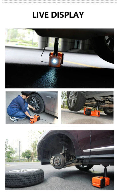 12V Car Electric Hydraulic Jack Kit 5Ton Automatic Lifting Jacks with Tire Inflator Pump Wheel Disassembly Replacement Aid Tools