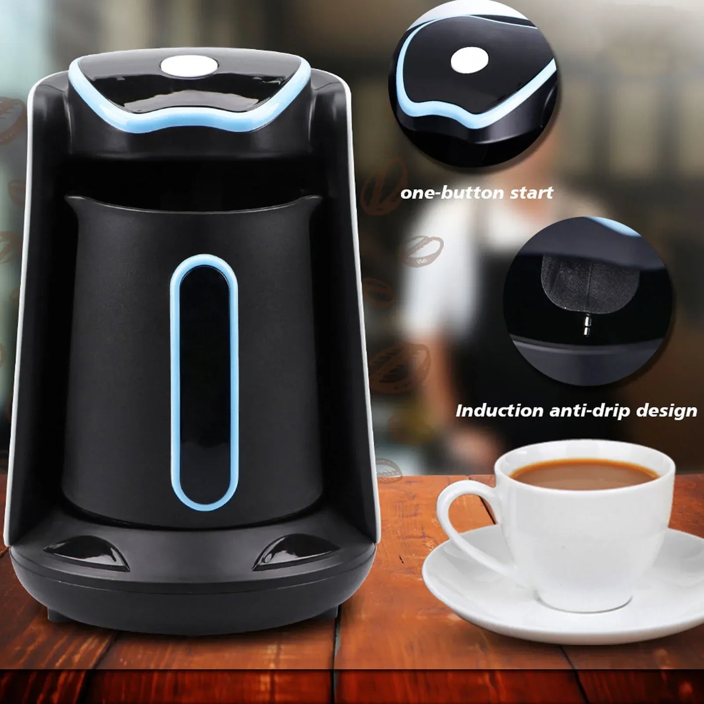 500ml Coffee Pot Stainless Steel Electric Thermal Coffee Maker for Office Blue