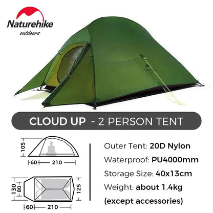 Naturehike Upgraded Cloud Up 2 Person Tent Outdoor Camping Tent Ultralight Waterproof Tent Free Standing Hiking Backpacking Tent