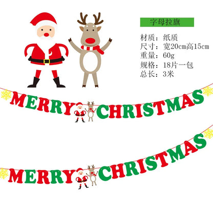 Christmas Banner Tree Ornaments Merry Decoration for Home 2025 Santa Claus Pendant Xmas Gifts New Year 2026 Flag Party Pulling