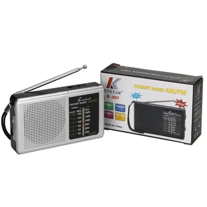 XIKCU AM FM Portable Mini Two Band Radio Full-wave Band Battery Powered Radio BuiltIn Speaker Outdoor Emergency Radio for Elders