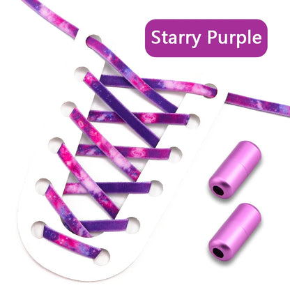 Frosted Capsule Buckle No Tie Shoelace Round Elastic Shoe Laces Sneakers Gradient Colorful Shoelace Without Ties for Kids Adult