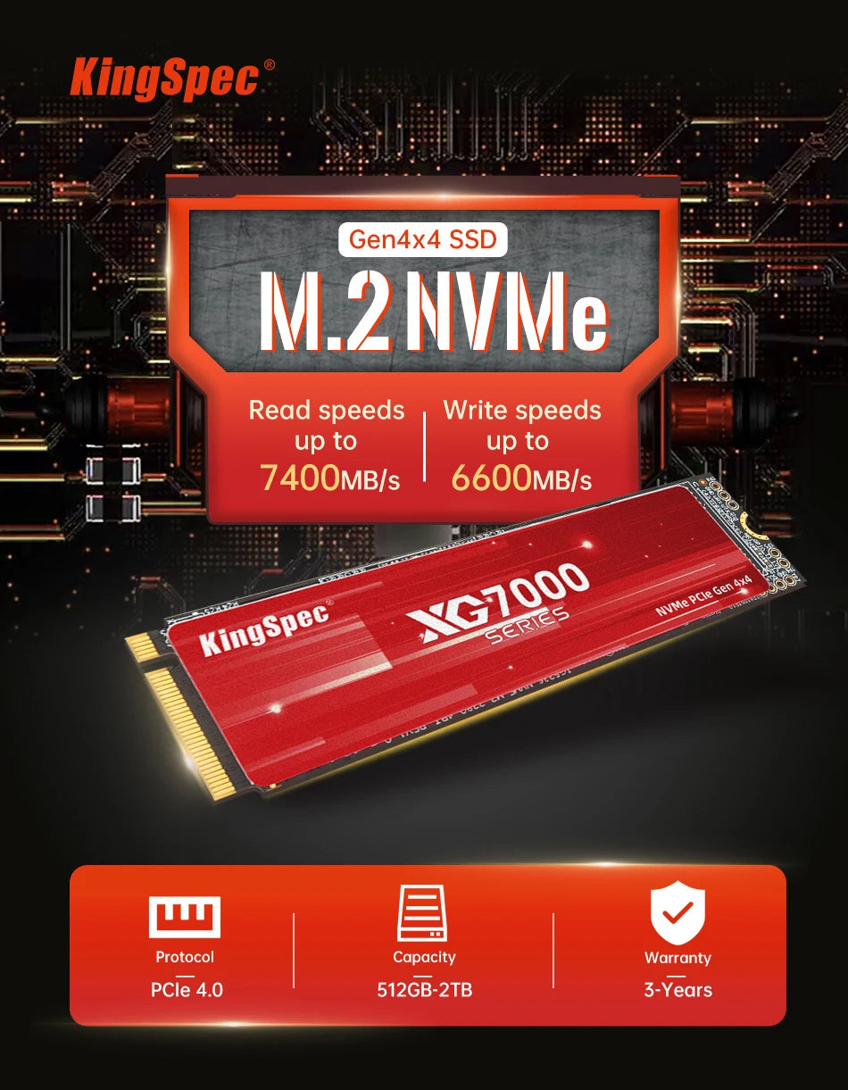 KingSpec M2 PCIe4.0 NVMe SSD 512G 1TB 2TB PCIe3.0 500g 4tb Hard Drive Hard Drives Hdd Disk hd for Laptop Desktop PS4 PS5