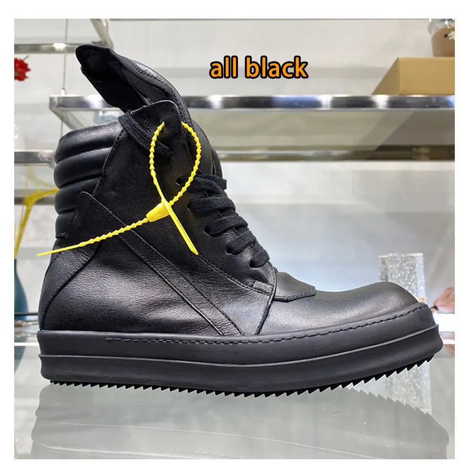 Ro Shoes Men Leather 2025 New Earthy Grey Cow Suede Lace Up Zipper Thick Sole Luxury Geo Women Street Hip-hop Casual Flat Boots