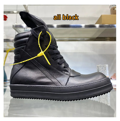 Ro Shoes Men Leather 2025 New Earthy Grey Cow Suede Lace Up Zipper Thick Sole Luxury Geo Women Street Hip-hop Casual Flat Boots