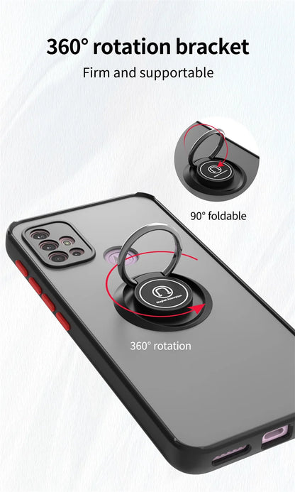 Funda For Motorola G10 G20 G30 Case Shockproof Armor Magnetic Holder Ring Case For Moto G31 G41 G51 G71 Hard PC Matte Back Cover