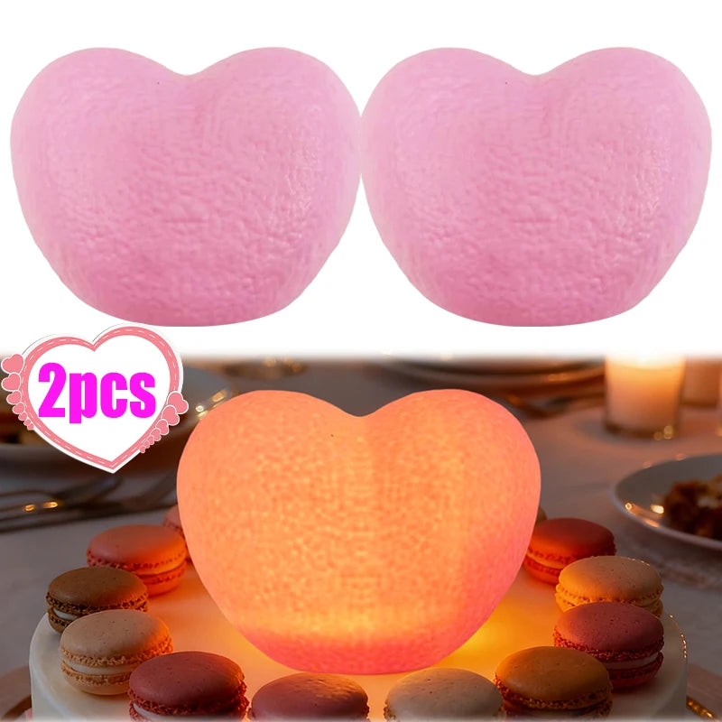 Romantic Creative 3D Love Heart LED Lamp Wedding Cake Night Light Ornament Birthday Christmas Home Ambient Light Gift Box Decor