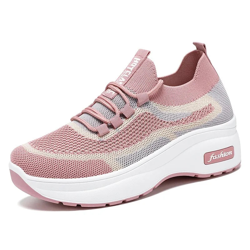 Spring Autumn New Women breathable Thick Bottom women sneakers Casual Comfortable Shoes Lace up Fashionable Versatile shoes