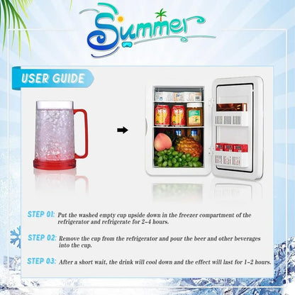 Double Wall Gel Frosty Freezer Ice Mugs Beer Mug with Handles Transparent Whiskey Glasses for Bar Outdoor Drinking Glasses