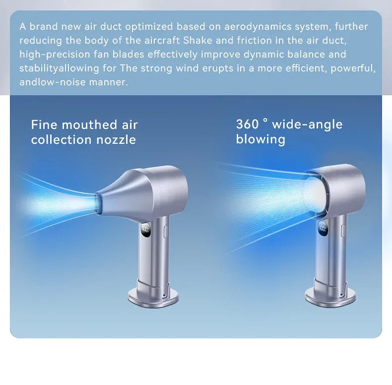Night Light Cooling Fan 5000mAh Handheld Cooling Fan Portable Handheld Turbo Fan 100 Wind Speeds Adjustable Mini Personal Fan