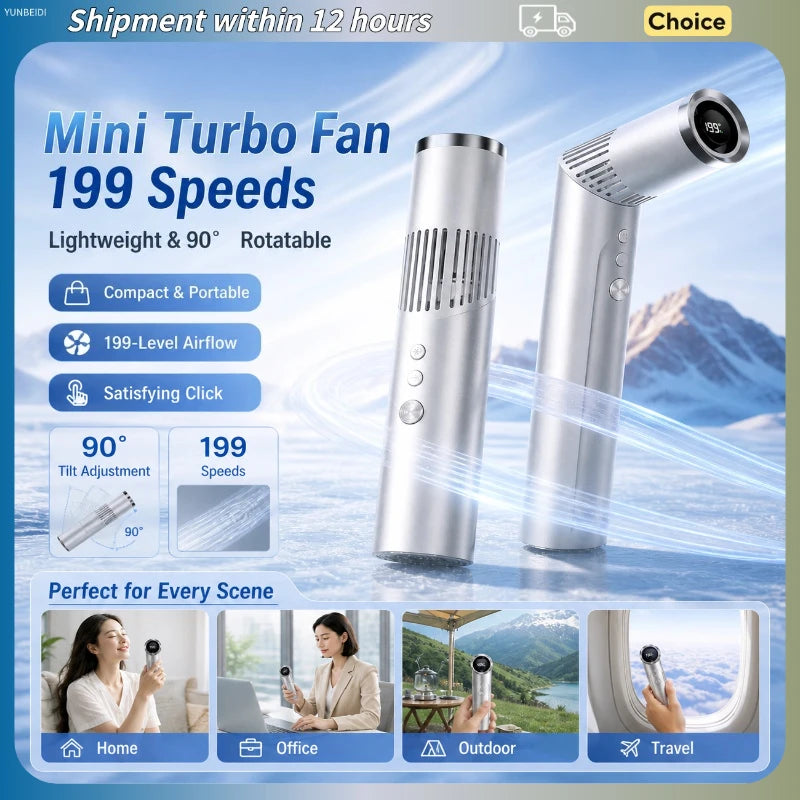Lipstick Fan Portable Outdoor 199 Speed Brushless High Speed Fan Large Capacity Mini Foldable Handheld/chest Hanging Fan 3000mah
