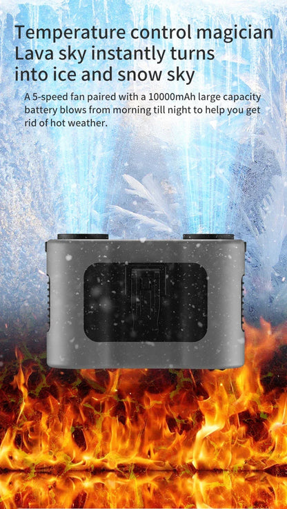 Portable Waist Clip Fan Small USB Charging Hanging Fan with LED Flashlight Outdoor Single/dual Air Outlet Fan 20000/10000Mah