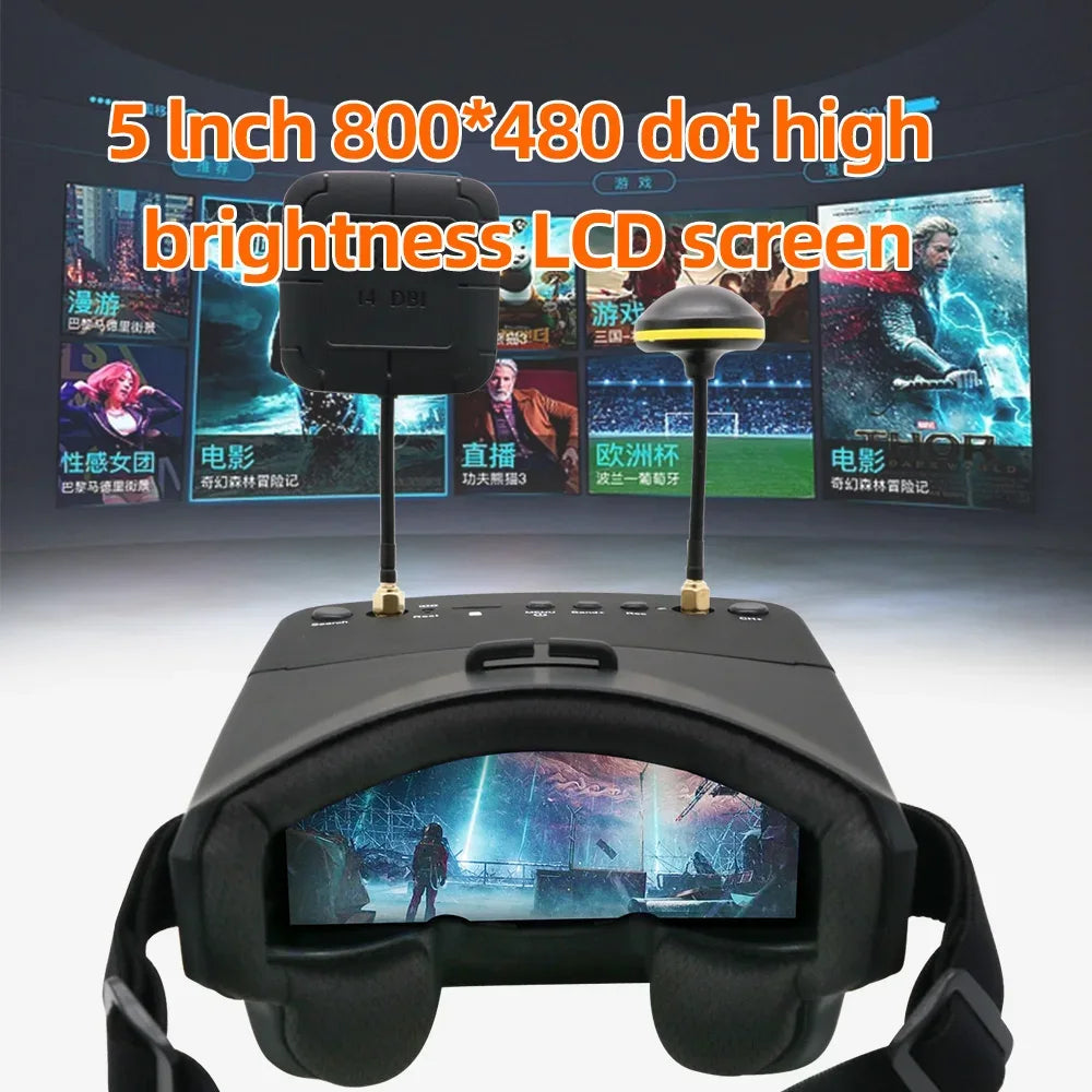 Ev800d 5.8g 40ch 5 Inch 800*480 Video Headset Dvr Diversity Fpv Goggles With Battery For Rc Model Rc Fpv Drone