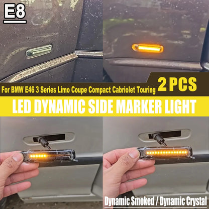 Sequential Flashing LED Turn Signal Side Marker Light For BMW 3 Series E46 Sedan Coupe Wagon Convertible 1997-2001