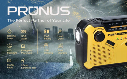 Emergency Radio AM/FM Portable Radio Solor Hand Crank USB AA Batteries Rechargeable Torch Reading Lamp SOS Alarm for Emergencies