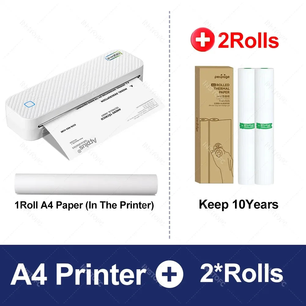 Wireless Mini A4 Thermal Printer Inkless Portable Bluetooth Mobile Phone Photo Document Printer For Office/Work/Home Use